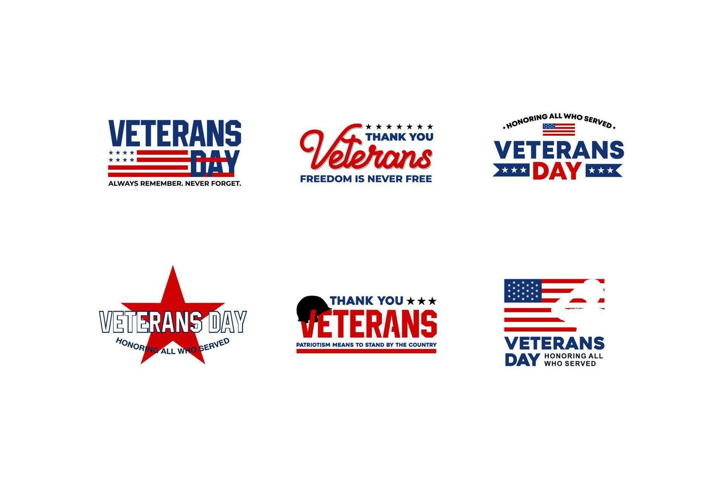 Set Of Label Badge Veterans Day with US Flag vector