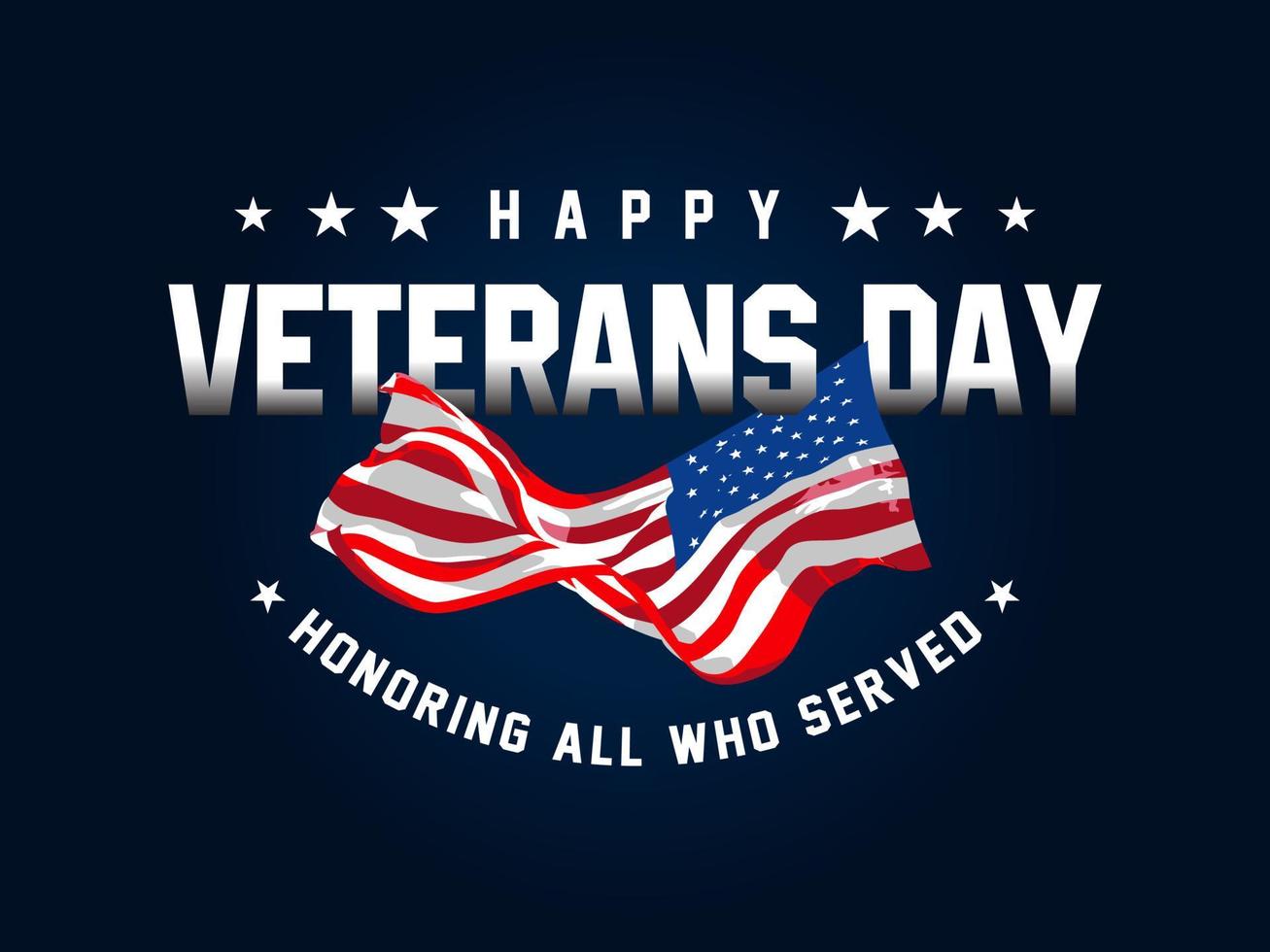 Flat Design Typography Veterans Day with US Flag vector