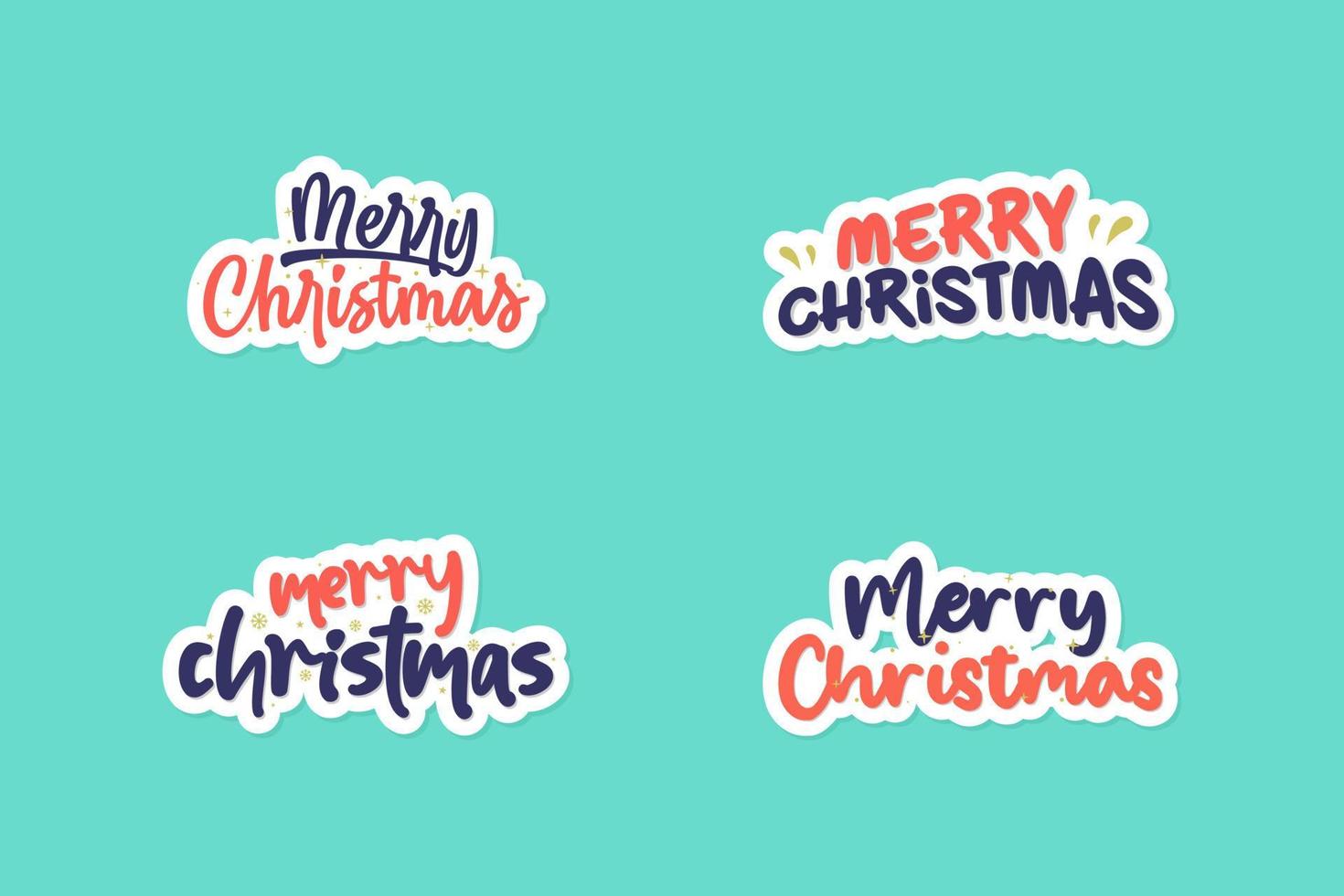 Set Merry Christmas Sticker Design vector
