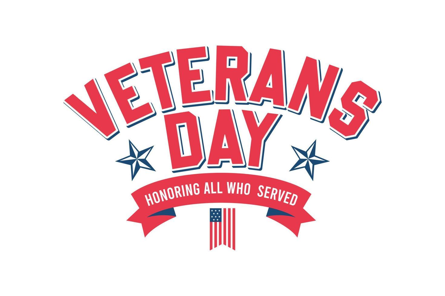 Flat Design Typography Veterans Day with US Flag vector