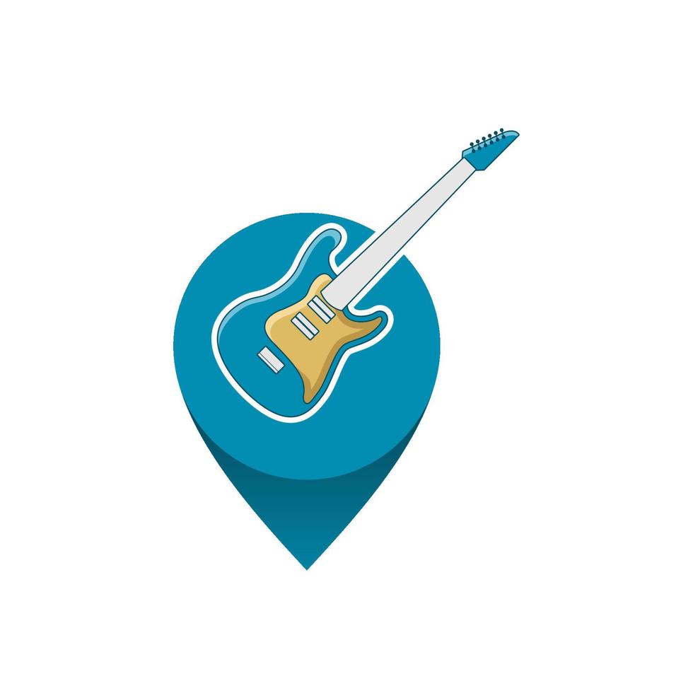 gráfico de vector de ilustración del logotipo de la tienda de guitarra. perfecto para usar en compañía de música