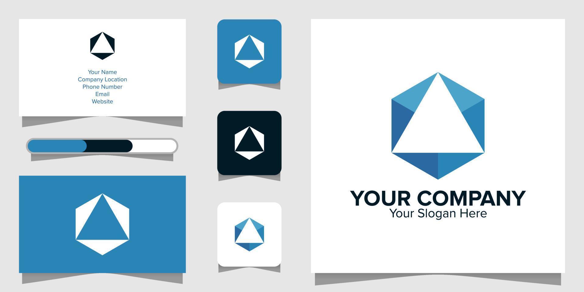 Illustration Vector Graphic of Hexagon and Triangle logo and business card