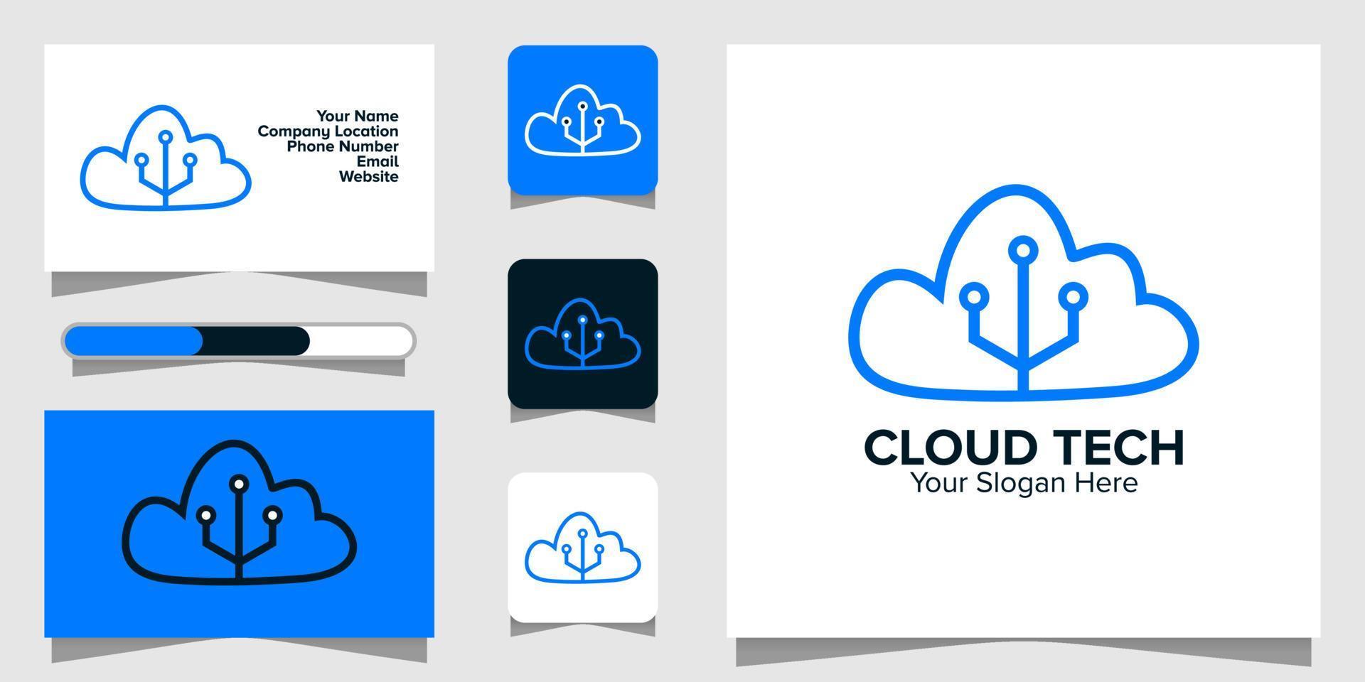 gráfico de vector de ilustración del logotipo de tecnología de nube. perfecto para usar en empresas de tecnología