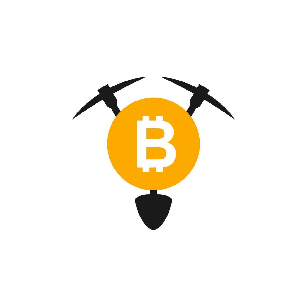 Illustration Vector Graphic of Bitcoin Mining Logo. Perfect to use for Mining Company