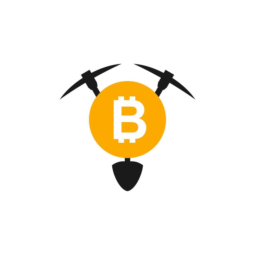 gráfico de vector de ilustración del logotipo de minería de bitcoin. perfecto para usar en empresas mineras