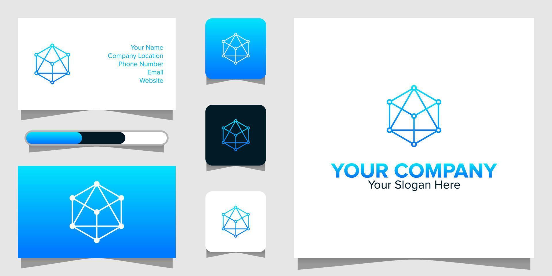 Illustration Vector Graphic of Hexagon Technology logo and business card