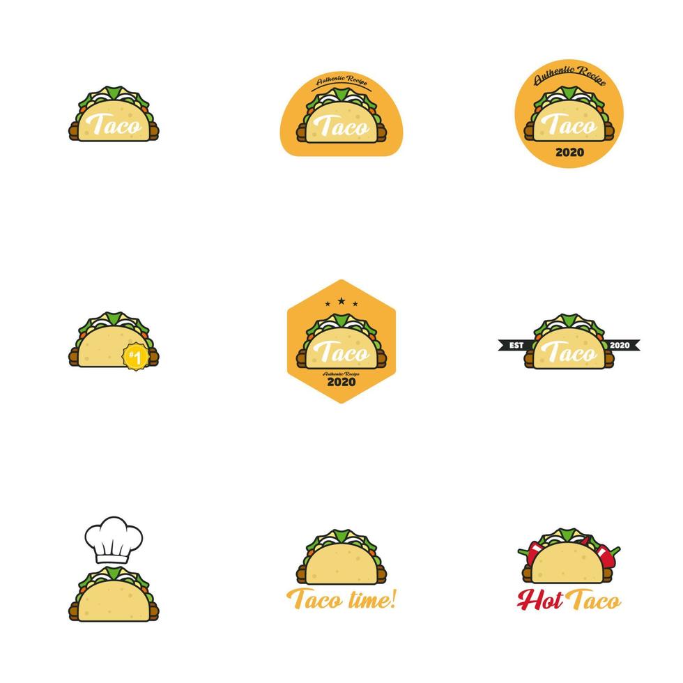 gráfico de vector de ilustración del paquete de logotipo de tacos. perfecto para usar en empresas de alimentos