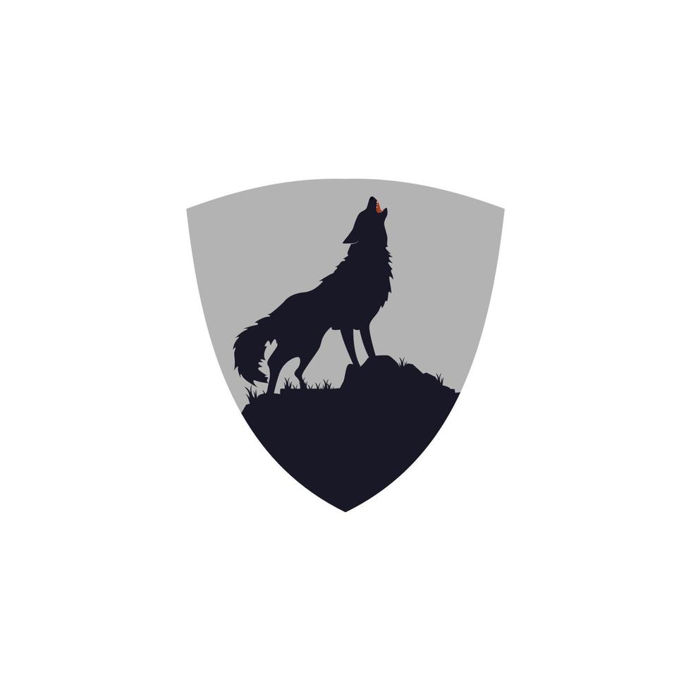 gráfico de vector de ilustración del logotipo de escudo de lobo. perfecto para usar en empresas de tecnología