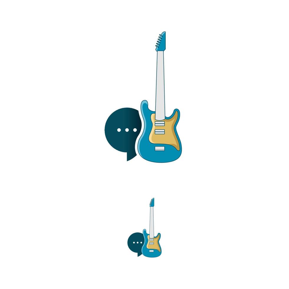 gráfico de vector de ilustración del logo de chat de guitarra. perfecto para usar en compañía de música