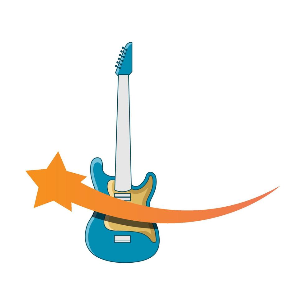 gráfico de vector de ilustración del logotipo de la tienda de guitarra estrella. perfecto para usar en compañía de música