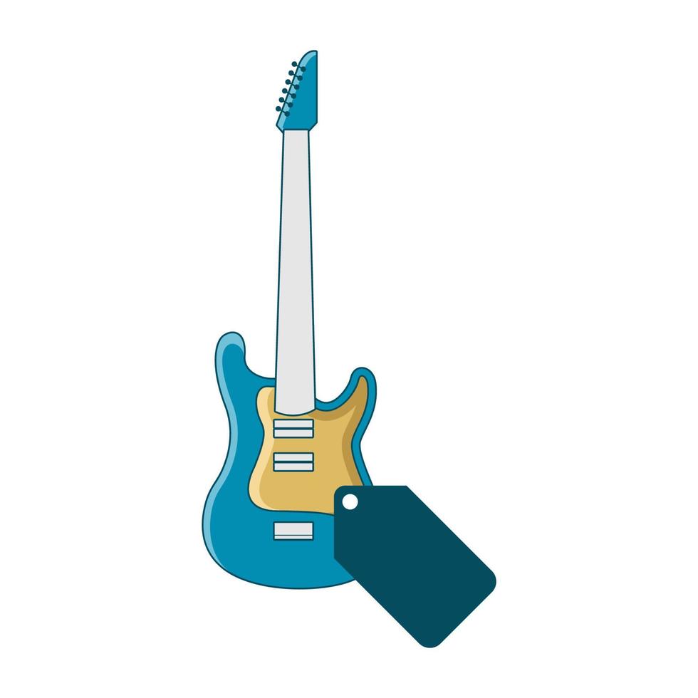 gráfico de vector de ilustración del logotipo de etiqueta de precio de guitarra. perfecto para usar en empresas de tecnología