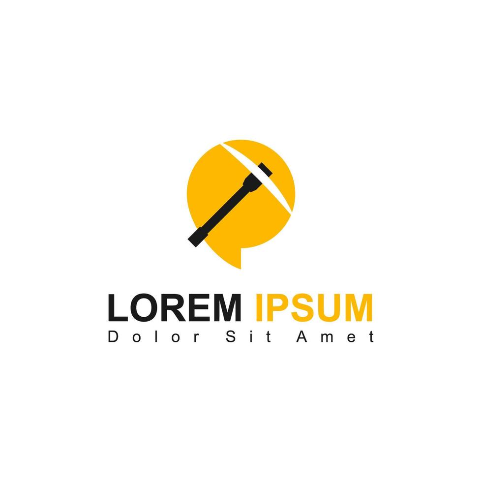 Illustration Vector Graphic of Pickaxe Chat Logo. Perfect to use for Mining Company
