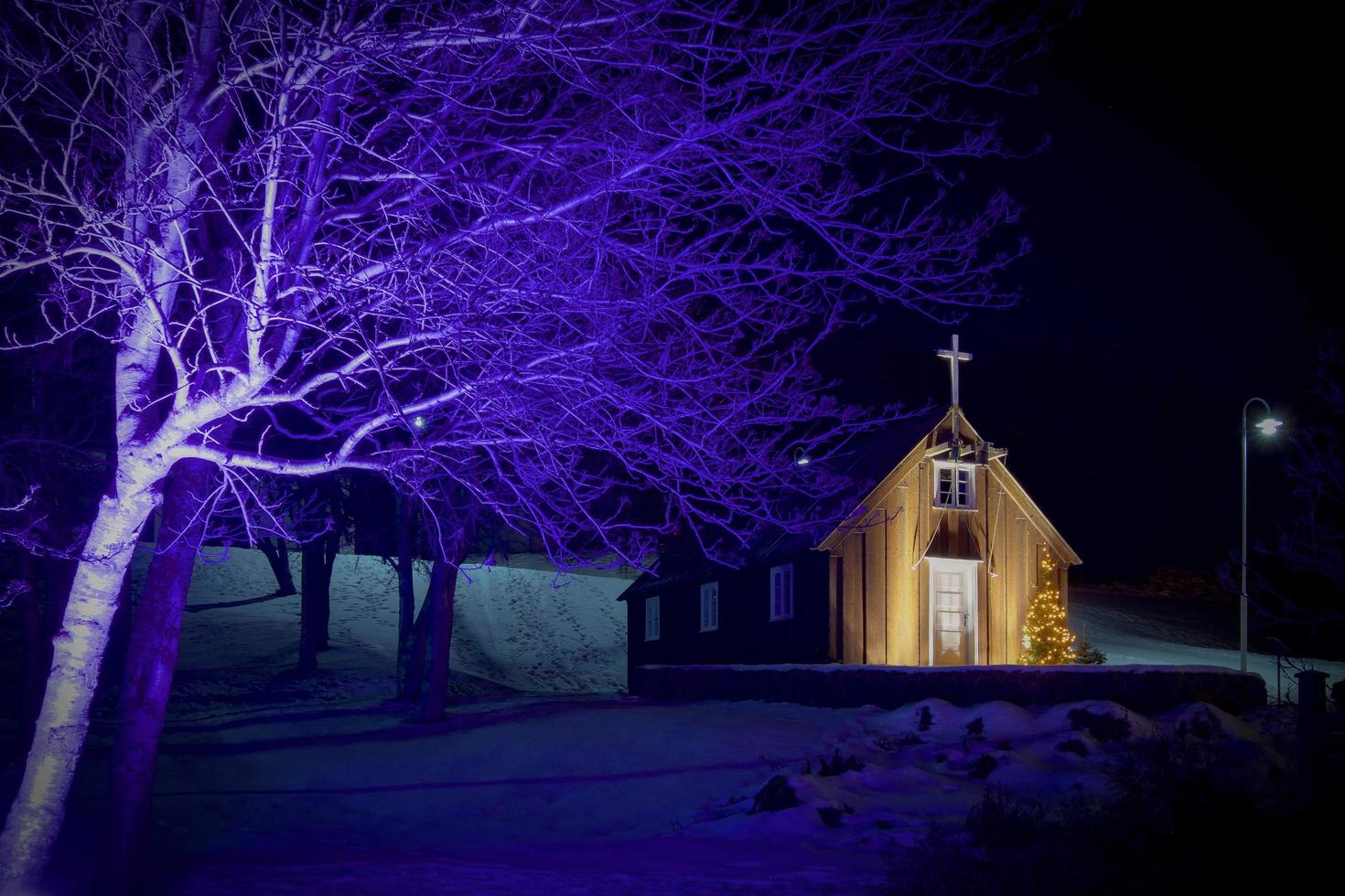 The old church in the oldest part of Akureyri town, capital of North Iceland photo