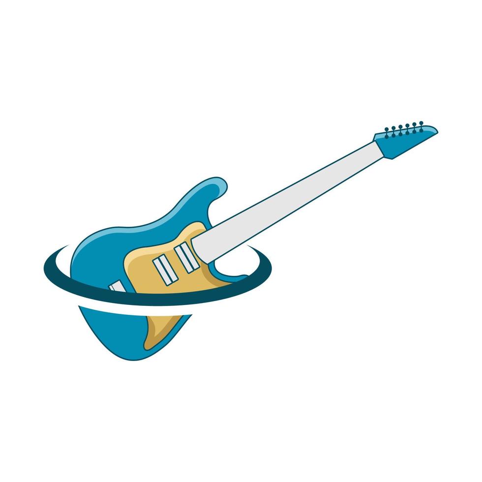 gráfico de vector de ilustración del logotipo de la tienda de guitarra. perfecto para usar en compañía de música