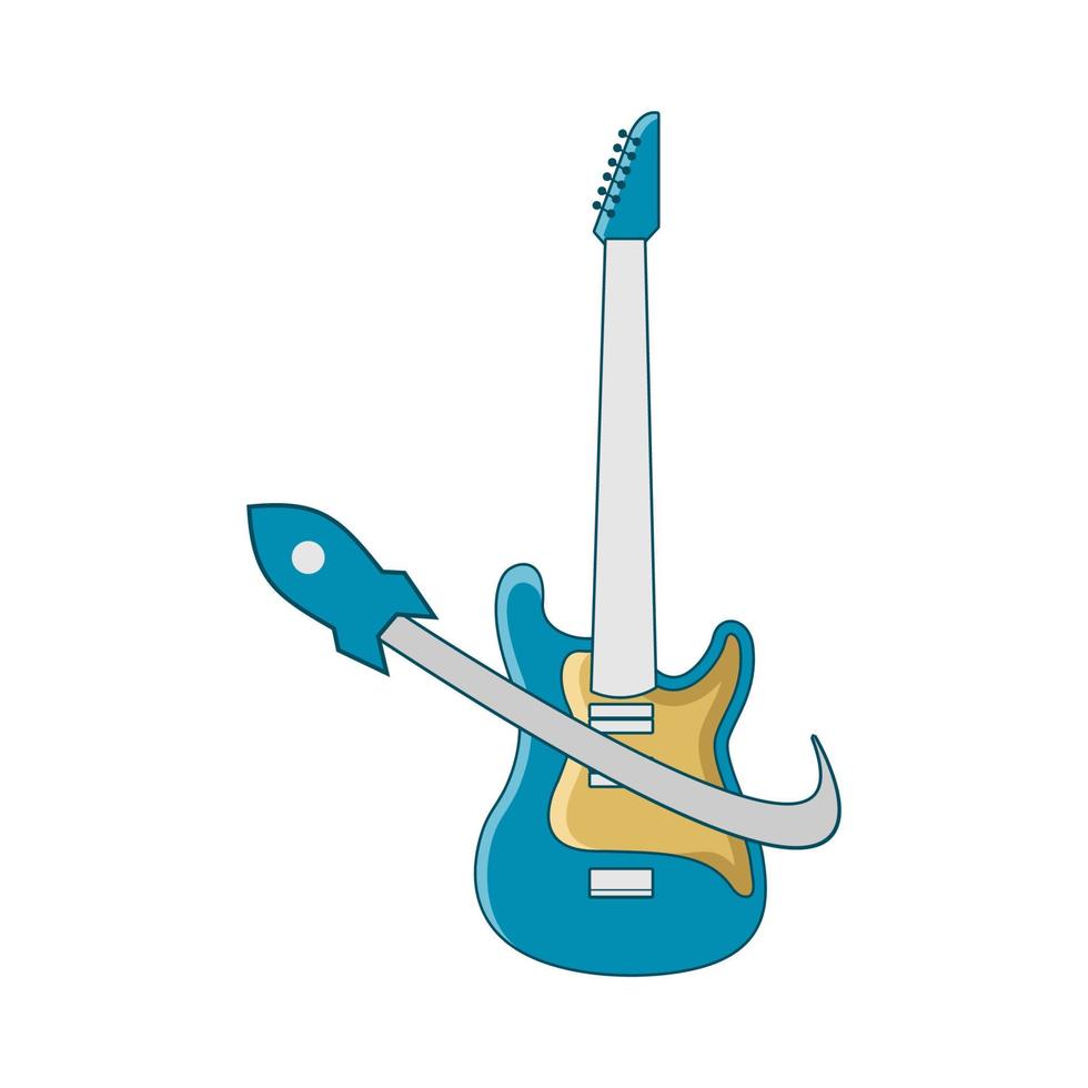 gráfico de vector de ilustración del logotipo de la tienda de guitarra. perfecto para usar en compañía de música