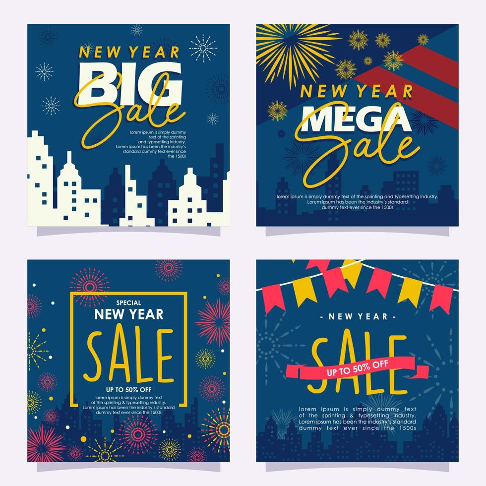 Set of New Year Social Media Post Banner vector