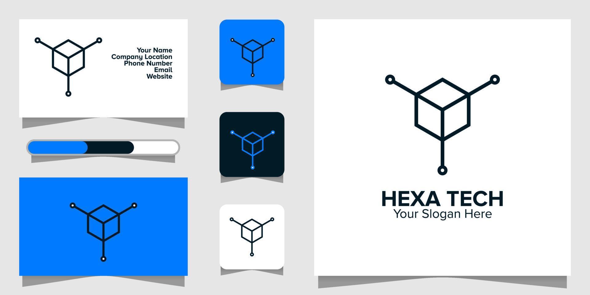 gráfico de vector de ilustración del logotipo de tecnología de línea hexagonal. perfecto para usar en empresas de tecnología