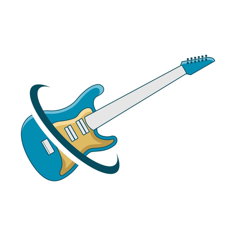 gráfico de vector de ilustración del logotipo de la tienda de guitarra. perfecto para usar en compañía de música