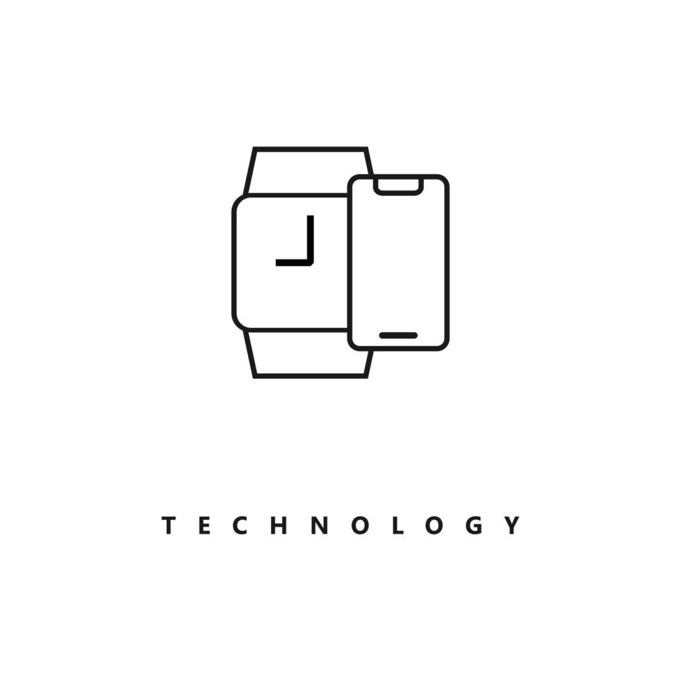 Illustration Vector Graphic of Line Smart Phone Watch Logo. Perfect to use for Technology Company