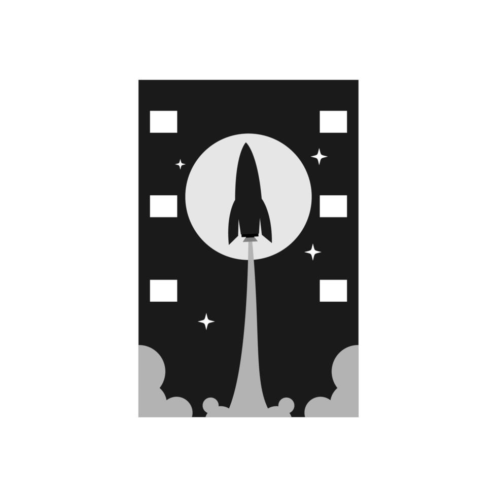 gráfico de vector de ilustración de la película de la noche del cohete. perfecto para usar en el logo de cine