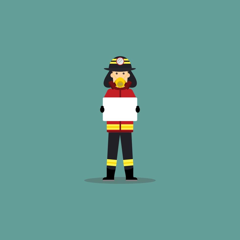 Cartoon Illustration of Fireman Hold a Notification Board vector