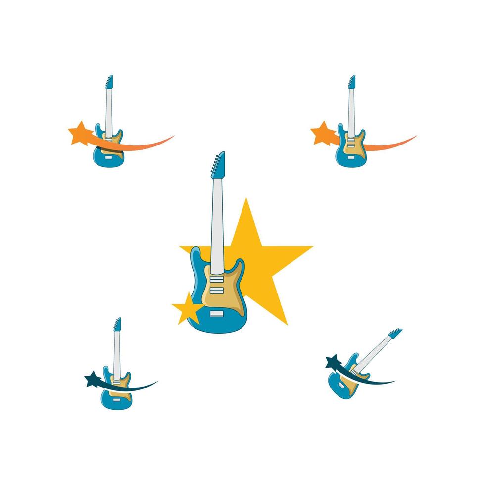 gráfico de vector de ilustración del logotipo de la tienda de guitarra estrella. perfecto para usar en compañía de música