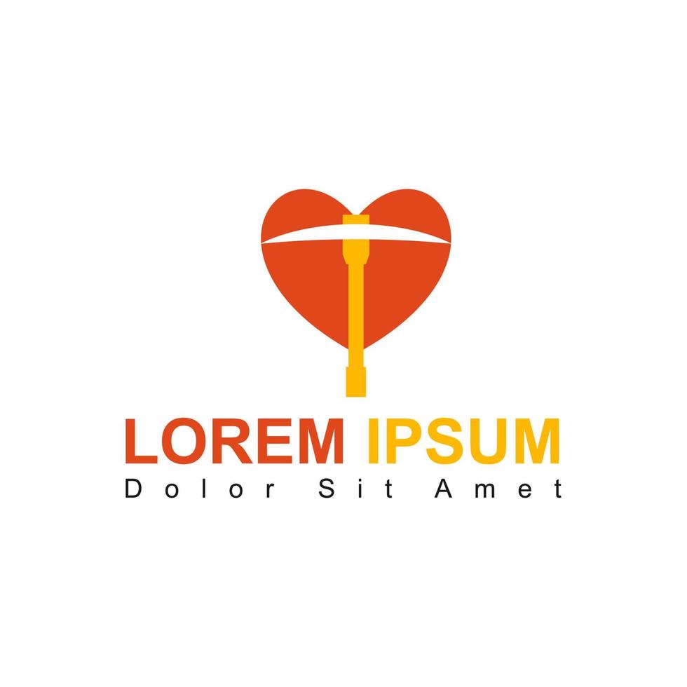 Illustration Vector Graphic of Love Pickaxe Logo. Perfect to use for Mining Company
