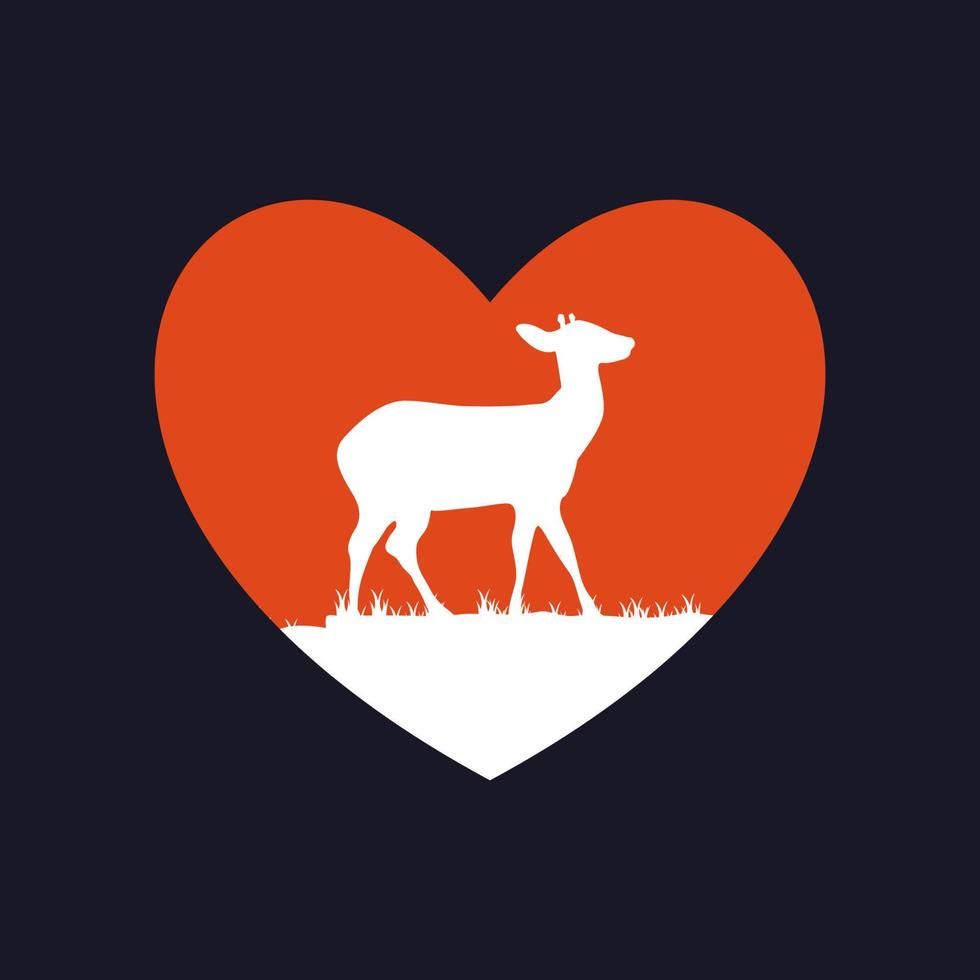 gráfico de vector de ilustración del logotipo de ciervo de amor. perfecto para usar en empresas de tecnología