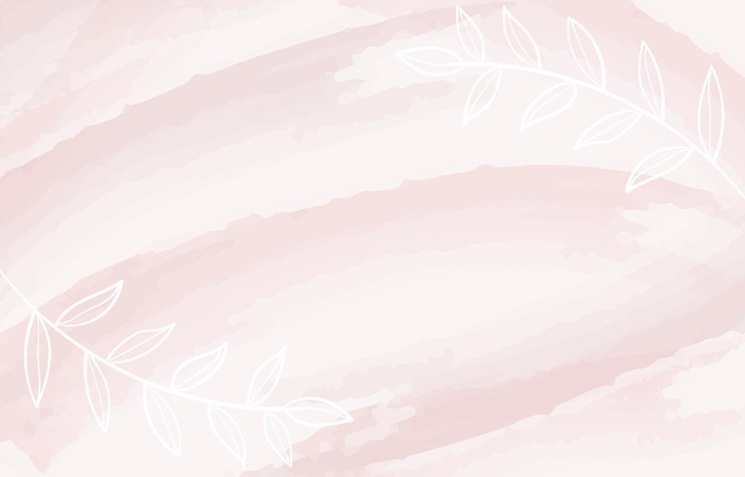 abstract watercolor pink background with leaves vector
