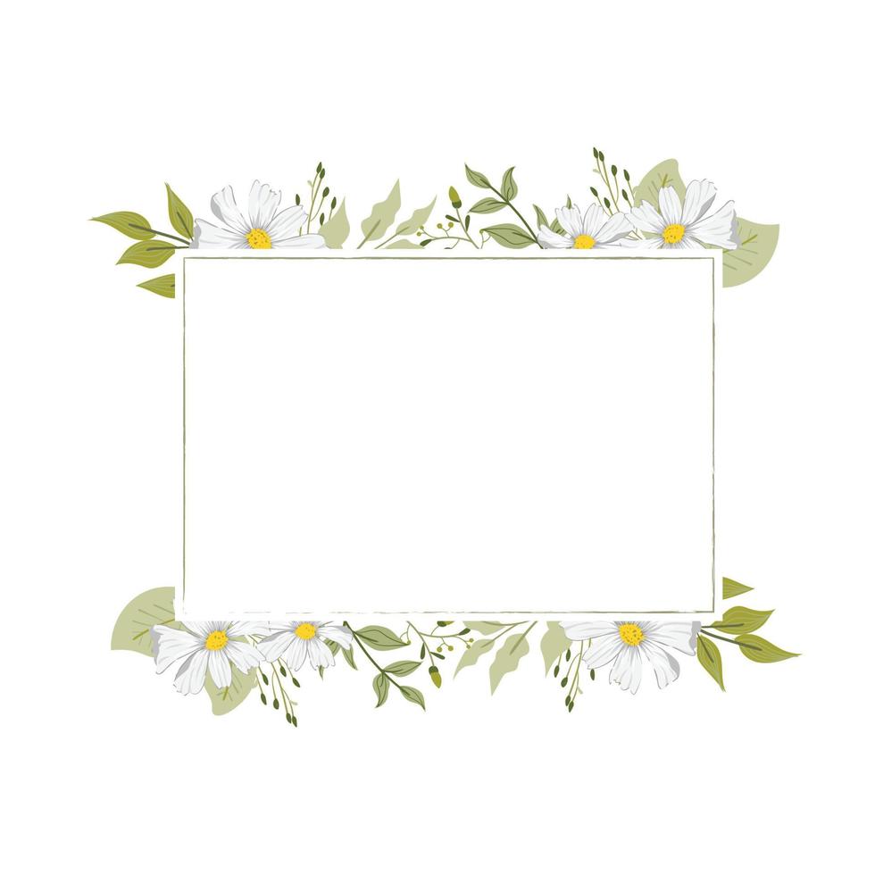 white flower beautiful frame vector