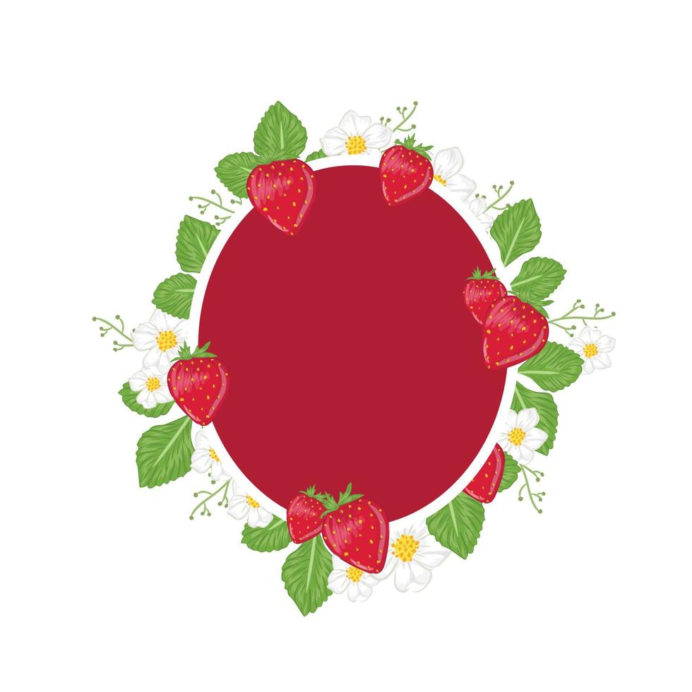 round frame strawberry vector