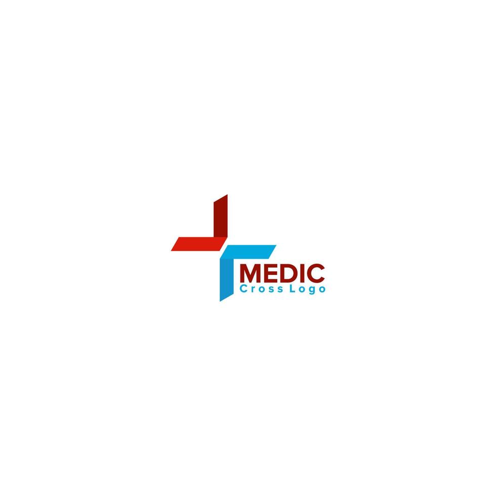 Ilustración vectorial gráfico del logotipo de la cruz digital rojo y azul. perfecto para usar con logotipo médico vector