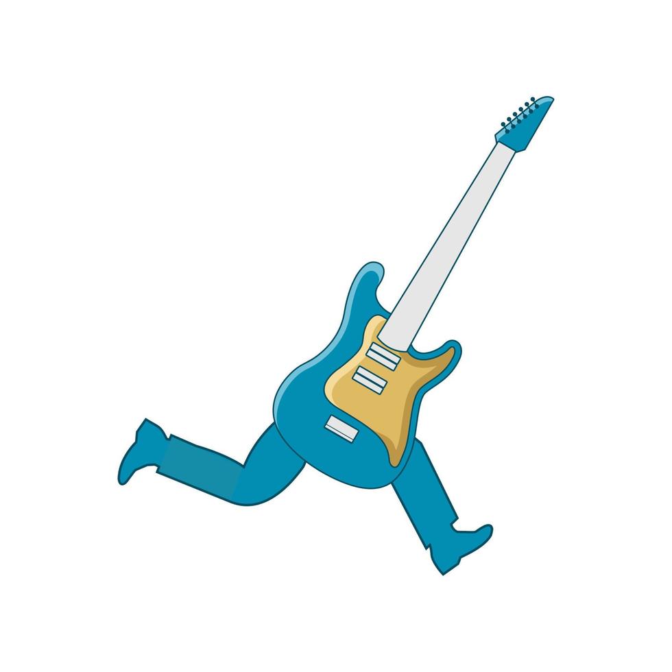 Illustration Vector Graphic of Guitar Runner Logo. Perfect to use for Music or Game Company