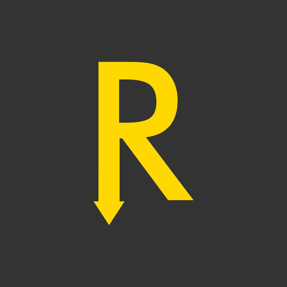 gráfico de vector de ilustración de la letra r con el concepto de flecha. perfecto para usar en empresas de tecnología