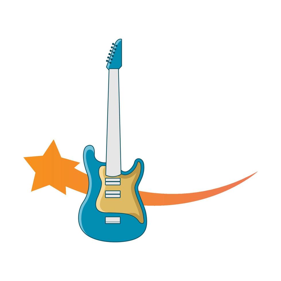 gráfico de vector de ilustración del logotipo de la tienda de guitarra estrella. perfecto para usar en compañía de música