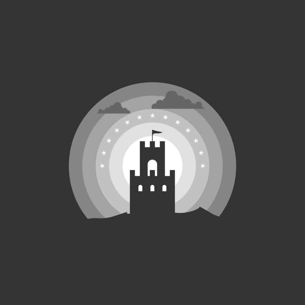 Castle in the Night. Silhouette vector