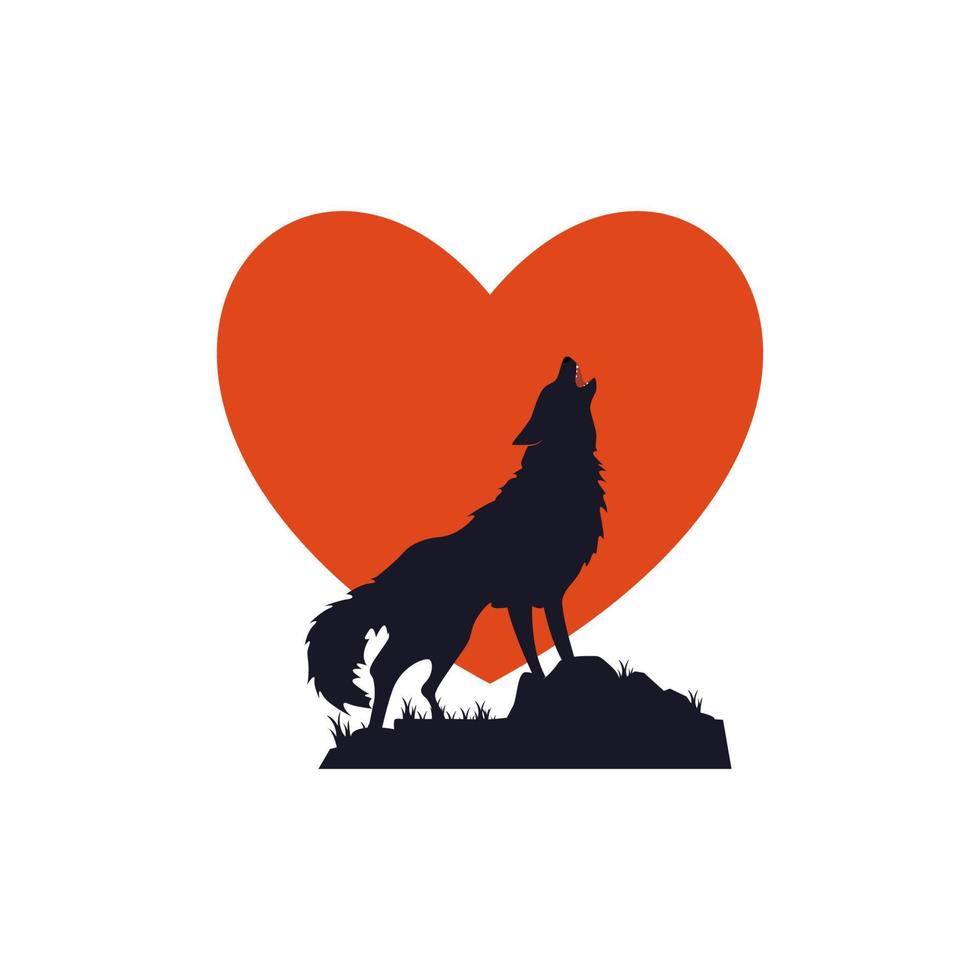Illustration Vector Graphic of Love Wolf Logo. Perfect to use for Technology Company