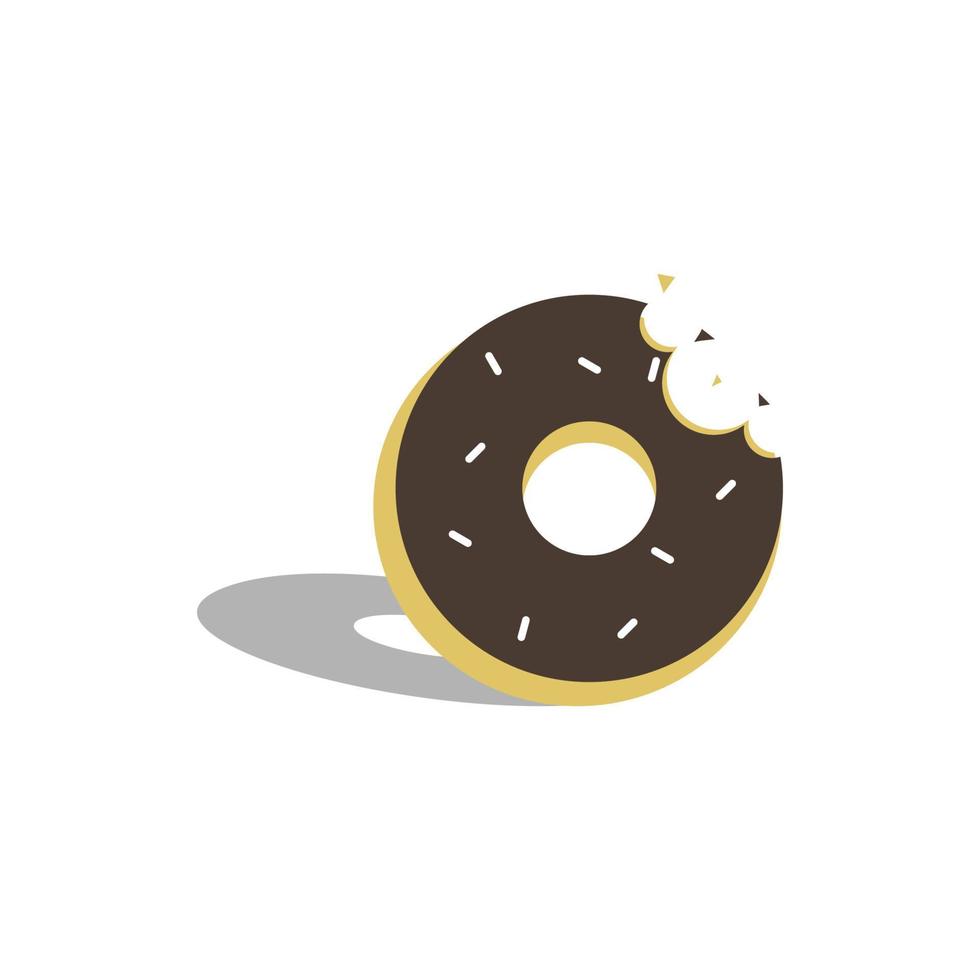 Gráfico de vector de ilustración de donas de chocolate con marcas de mordiscos