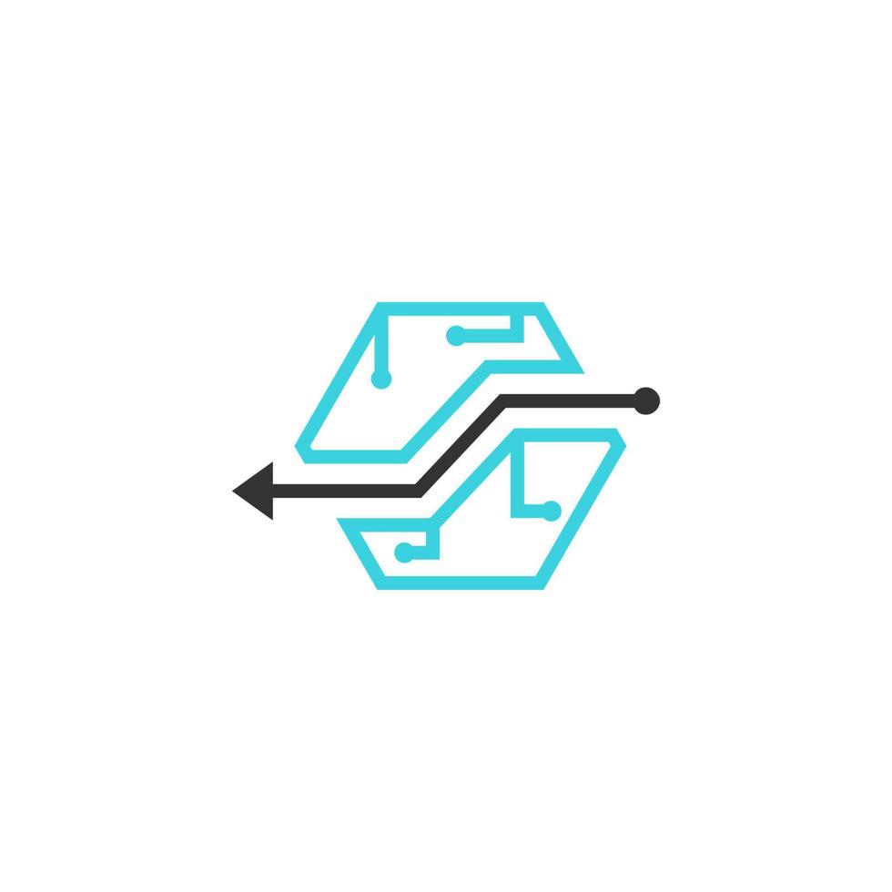 Illustration Vector Graphic of Hexagon Arrow Tech. Perfect to use for Technology Company