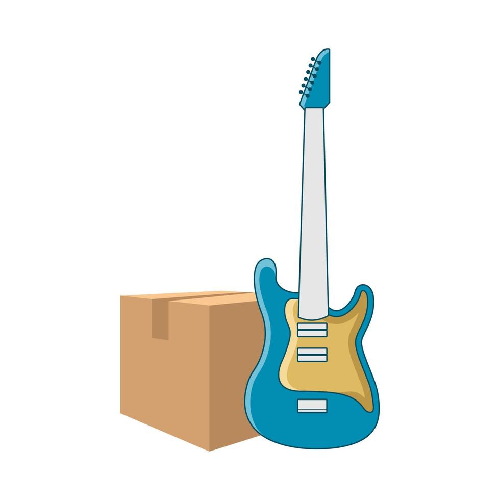 gráfico de vector de ilustración del logotipo de la tienda de guitarra. perfecto para usar en compañía de música