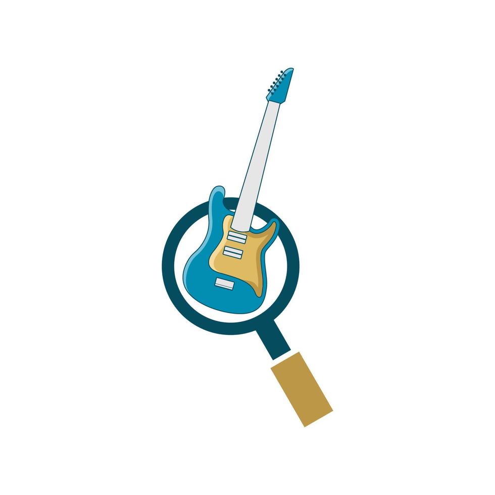 gráfico de vector de ilustración del logotipo de la tienda de guitarra. perfecto para usar en compañía de música