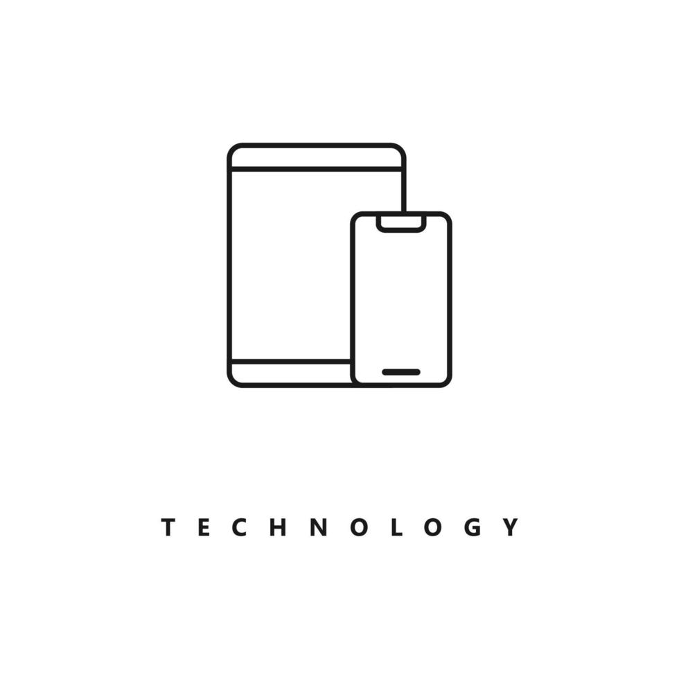 Ilustración vectorial gráfico del logotipo de la tableta y el teléfono inteligente de línea. perfecto para usar en empresas de tecnología vector