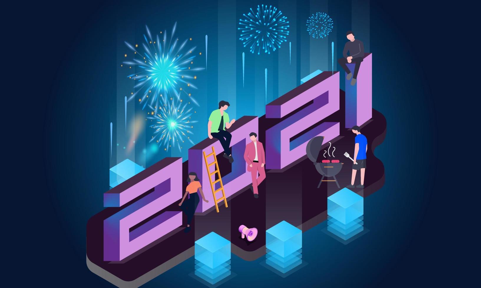 Isometric Life of 2021 vector