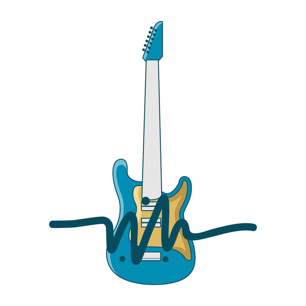 gráfico de vector de ilustración del logotipo de la tienda de guitarra. perfecto para usar en compañía de música