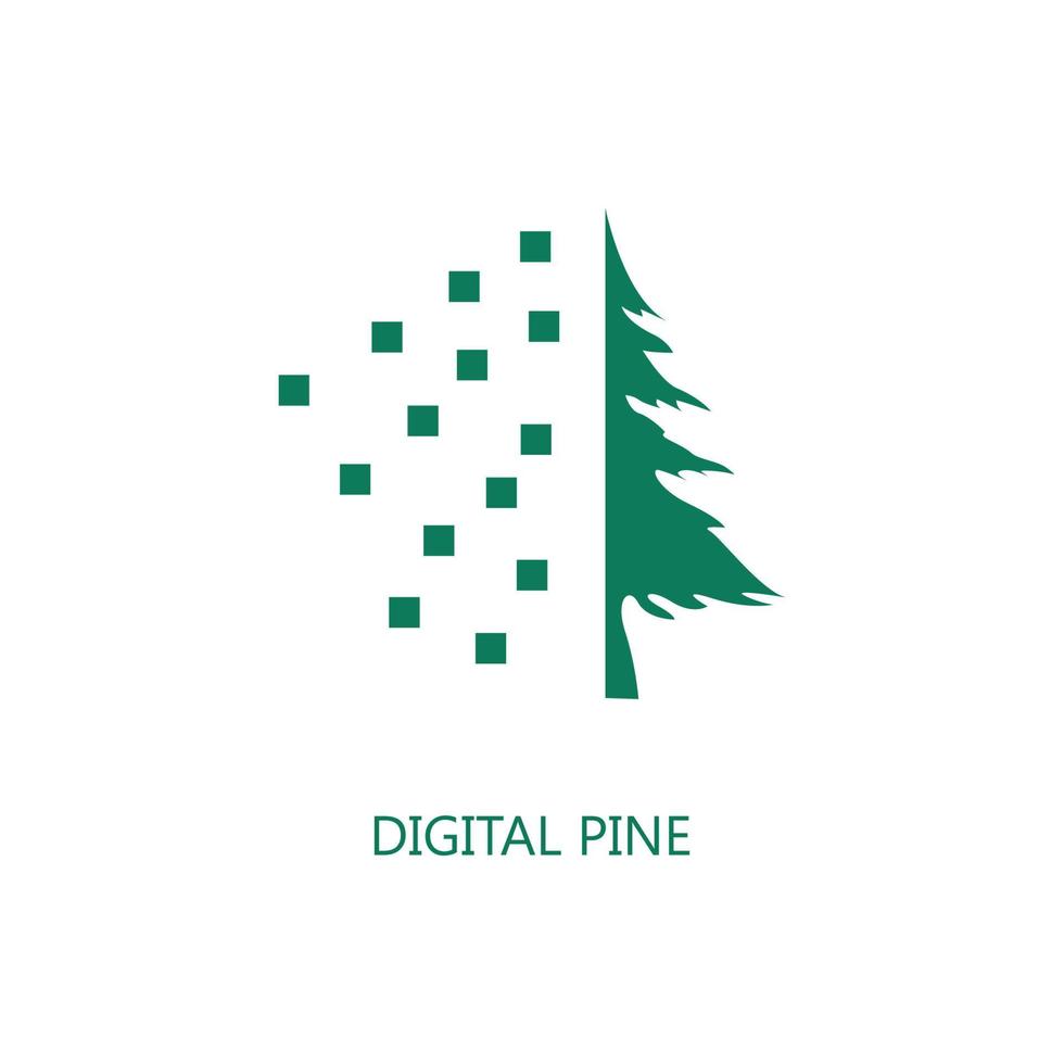 icono de árbol de pino digital. Icono de árbol de pino digital moderno vector plano sobre fondo blanco, ilustración vectorial se puede utilizar para web y móvil