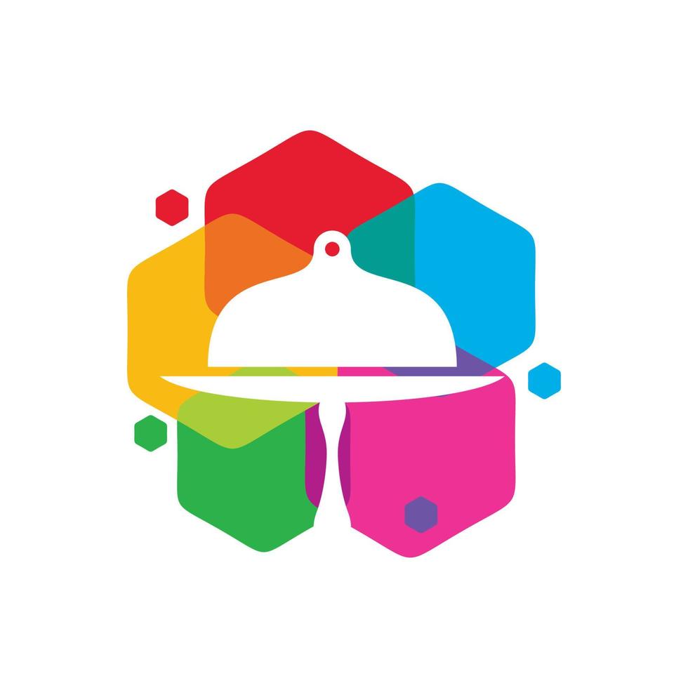 gráfico de vector de ilustración del logotipo de cloche de comida colorida. perfecto para usar en empresas de alimentos