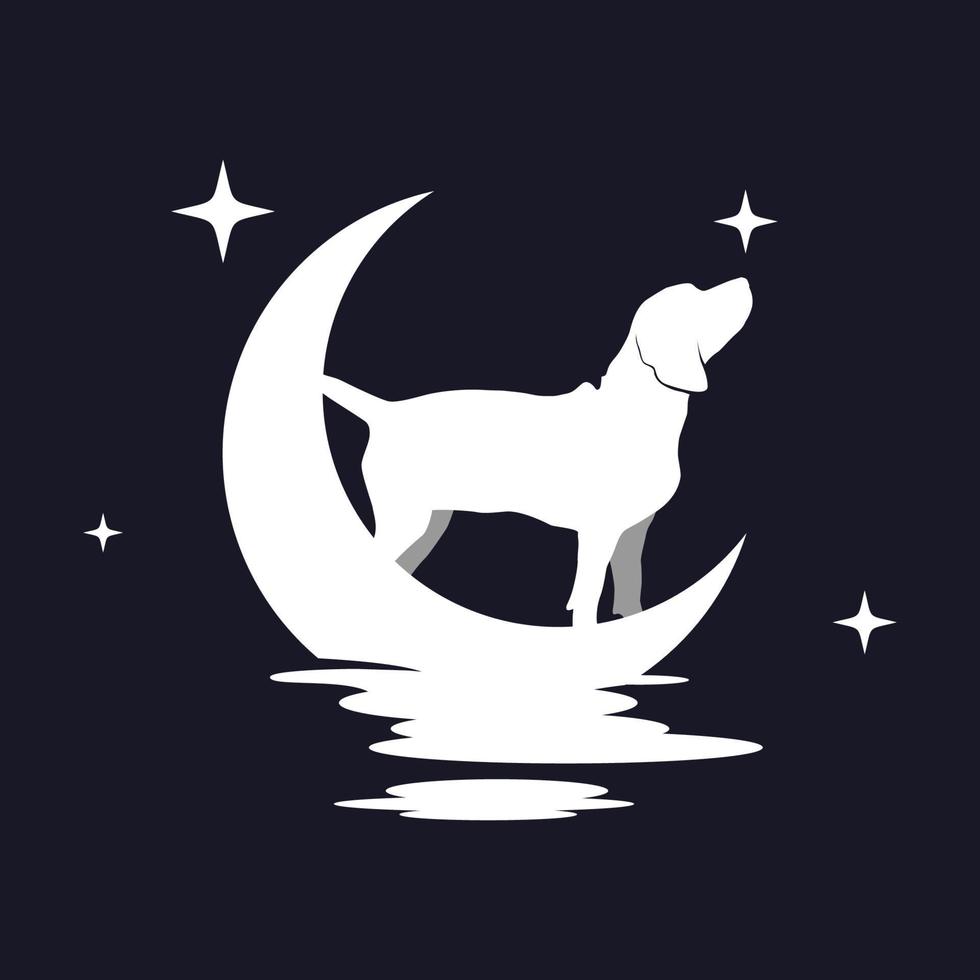 gráfico de vector de ilustración de perro beagle con fondo de luna. perfecto para usar en camisetas o eventos