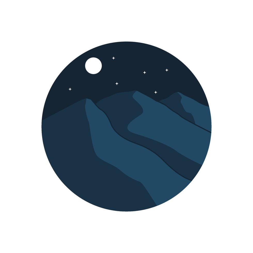 flat logo of the mountains in the nighttime vector