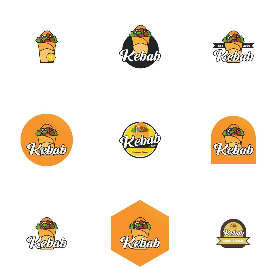 gráfico de vector de ilustración del paquete de logo de kebab. perfecto para usar en empresas de alimentos