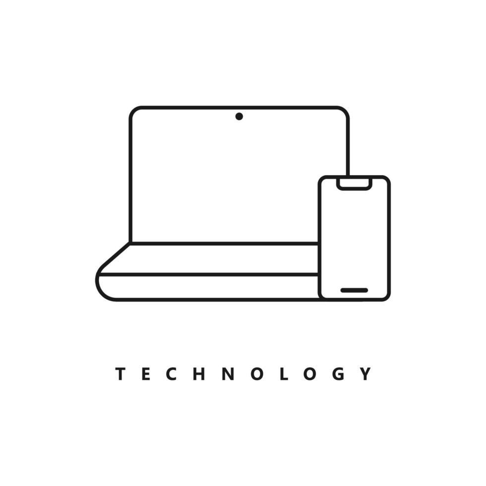 gráfico de vector de ilustración de la línea de teléfono inteligente y el logotipo de la computadora portátil. perfecto para usar en empresas de tecnología